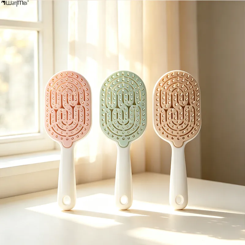 Peigne à cheveux détachable Wanmei personnalisé avec fonction auto-nettoyante, garde les boucles volumineuses et sans nœuds, design creux,